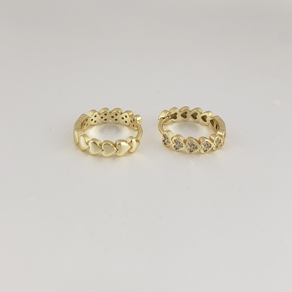 18K Gold 925 Sterling Silver  Diamond Heart Huggie Hoop Earrings